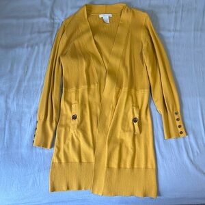 Extra Long Mustard Yellow Cardigan